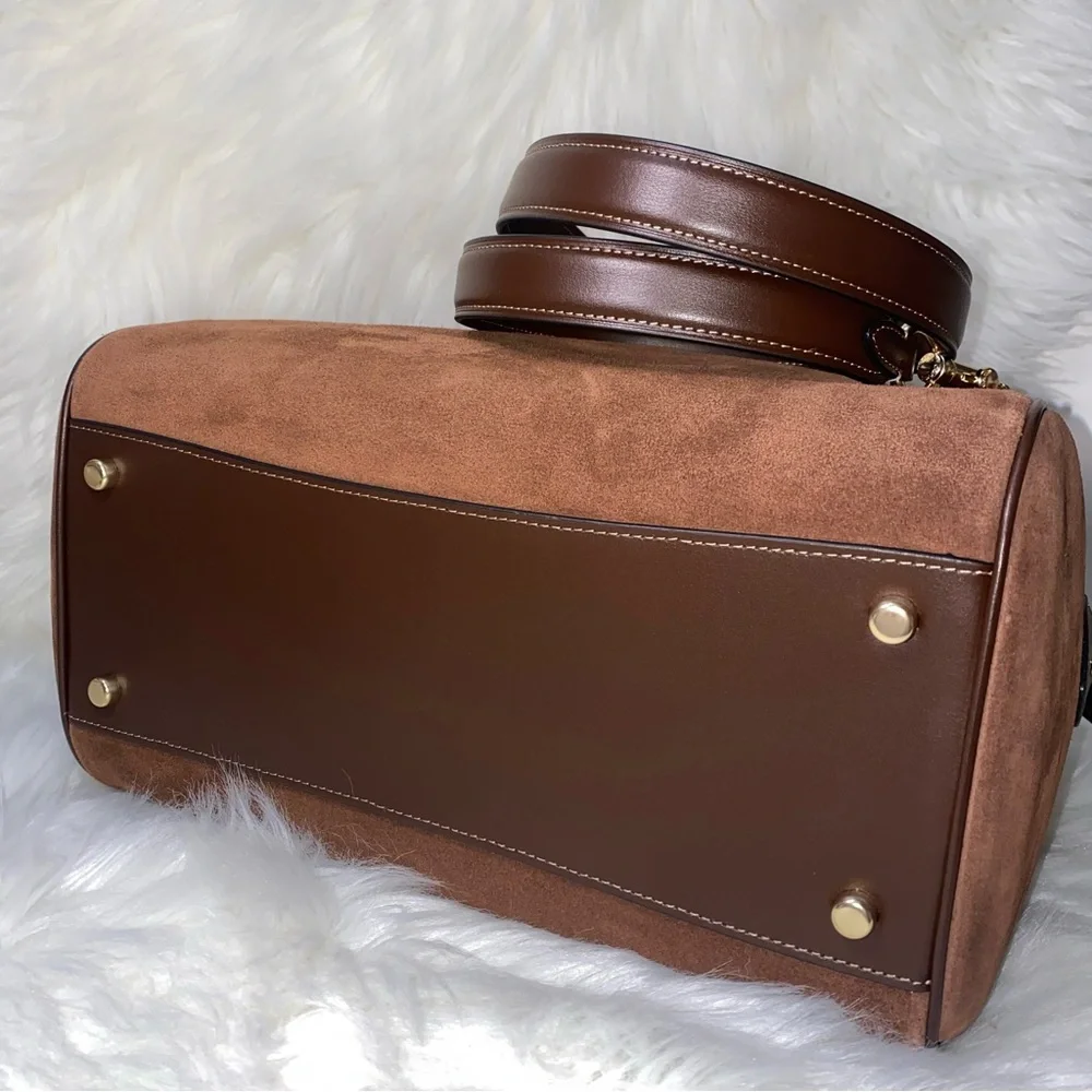 Coach 🤎 Large rowan satchel Suede New purse - Picture 12 of 14